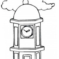 Desenho de Relógio na torre para colorir