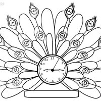 Desenho de Relógio pena de pavão para colorir