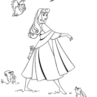 Desenho de Princesa e animaizinhos para colorir