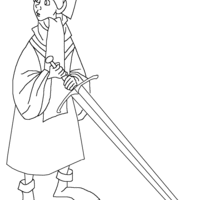 Desenho de Menino com espada para colorir