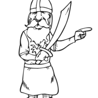 Desenho de Viking com espada para colorir