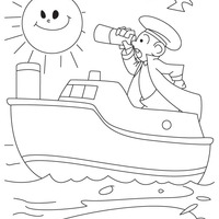 Desenho de Marinheiro no navio para colorir