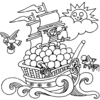 Desenho de Navio engraçado para colorir