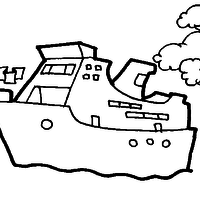 Desenho de Navio soltando fumaça para colorir