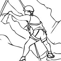 Desenho de Homem escalando rocha para colorir