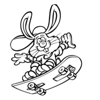 Desenho de Coelho no skate para colorir