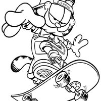 Desenho de Garfield no skate para colorir