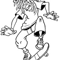 Desenho de Skatista com cabelo rastafari para colorir