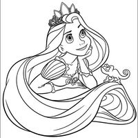 Desenho de Princesa Rapunzel pensando para colorir