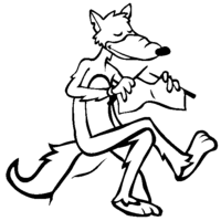 Desenho de Lobo fazendo tricô para colorir