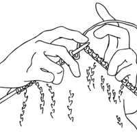 Desenho de Mãos fazendo tricô para colorir