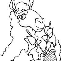 Desenho de Ovelha tricotando para colorir