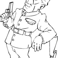 Desenho de Militar com pistola para colorir