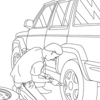 Desenho de Pneu do carro furado para colorir