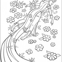 Desenho de Rapunzel deitada no jardim para colorir