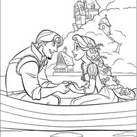 Desenho de Rapunzel e o príncipe do barco para colorir