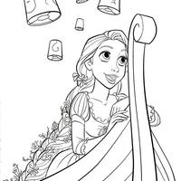 Desenho de Rapunzel na barca para colorir