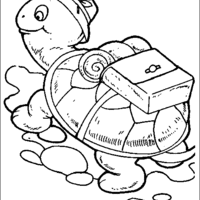 Desenho de Tartaruga carregando mochila para colorir