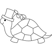 Desenho de Tartaruga com chapéu para colorir