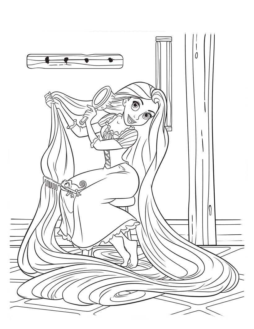 Rapunzel penteando cabelo