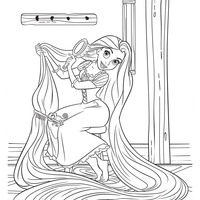 Desenho de Rapunzel penteando cabelo para colorir