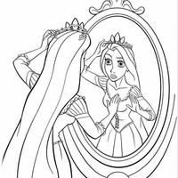 Desenho de Rapunzel se vendo no espelho para colorir