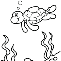Desenho de Tartaruga mergulhando para colorir