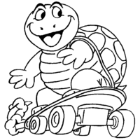 Desenho de Tartaruga no skate para colorir