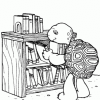 Desenho de Tartaruga na biblioteca para colorir