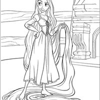 Desenho de Rapunzel segurando os cabelos para colorir