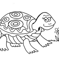 Desenho de Tartaruga passeando para colorir