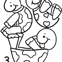 Desenho de Três tartarugas para colorir