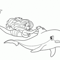 Desenho de Golfinho em aventura de sereia para colorir