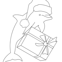 Desenho de Golfinho no Natal para colorir