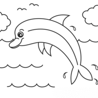 Desenho de Golfinho no oceano para colorir