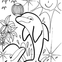 Desenho de Golfinhos brincando no mar para colorir