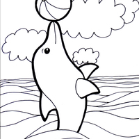 Desenho de Golfinho e bola para colorir