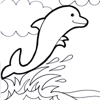 Desenho de Golfinho saltando onda para colorir