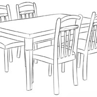 Desenho de Mesa e cadeira para colorir