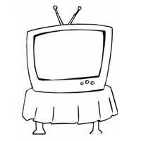 Desenho de Televisão sobre mesa para colorir