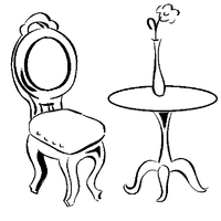 Desenho de Mesinha e cadeira para colorir