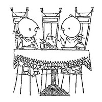 Desenho de Passarinhos jantando na mesa para colorir