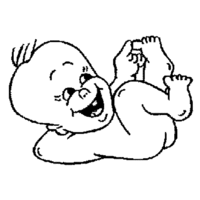 Desenho de Bebê brincando com dedo do pé para colorir