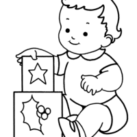 Desenho de Bebê brincando com joguinho para colorir