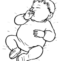 Desenho de Bebê chupando dedo para colorir