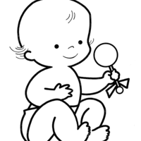 Desenho de Bebê com chocalho para colorir