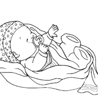 Desenho de Bebê com chupeta deitado para colorir