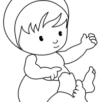 Desenho de Bebê com fralda e toca para colorir