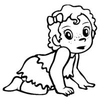 Desenho de Bebê linda engatinhando para colorir