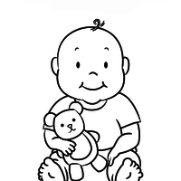Desenho de Bebê e ursinho de pelúcia para colorir